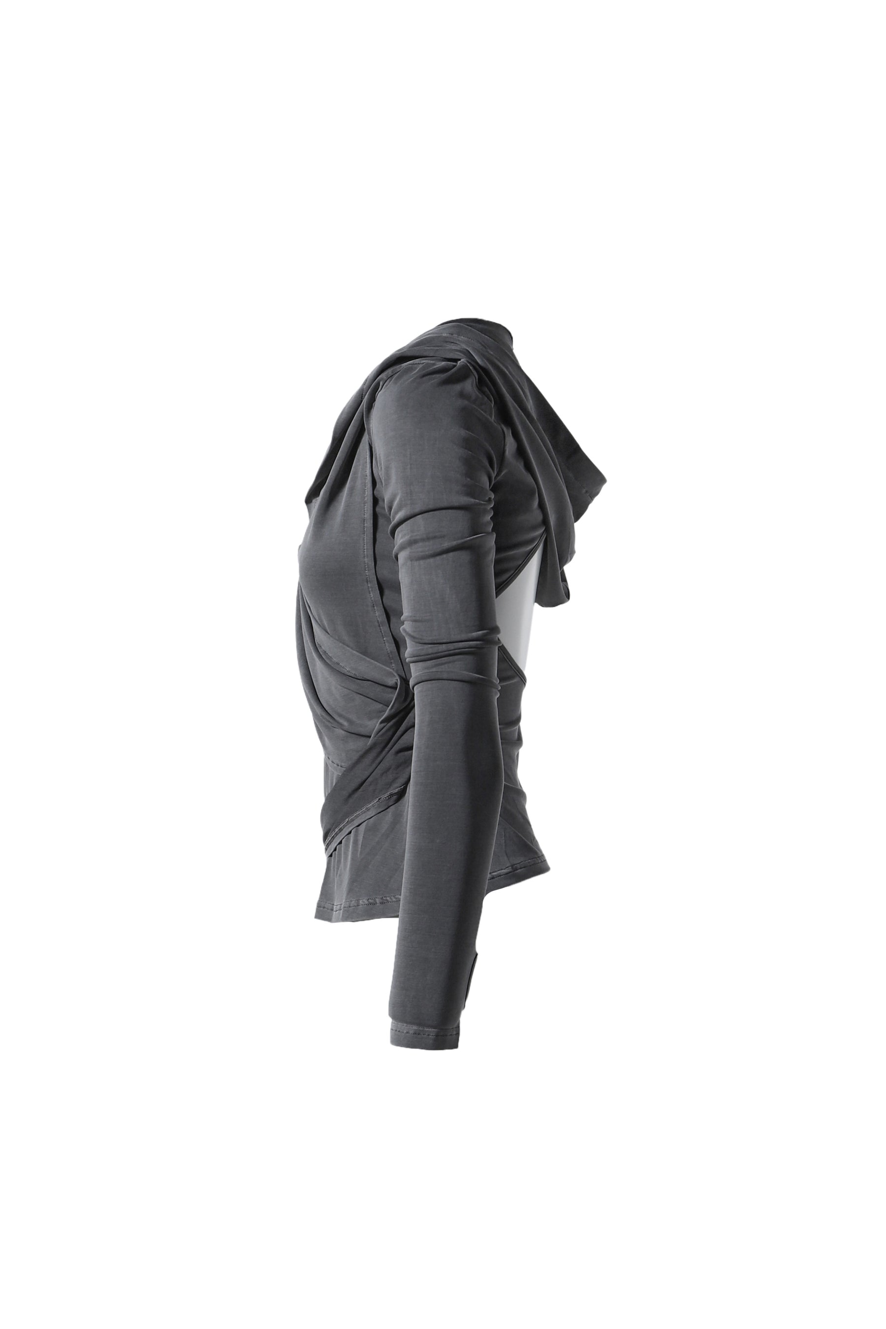 HOODED JERSEY TOP / CHARCOAL