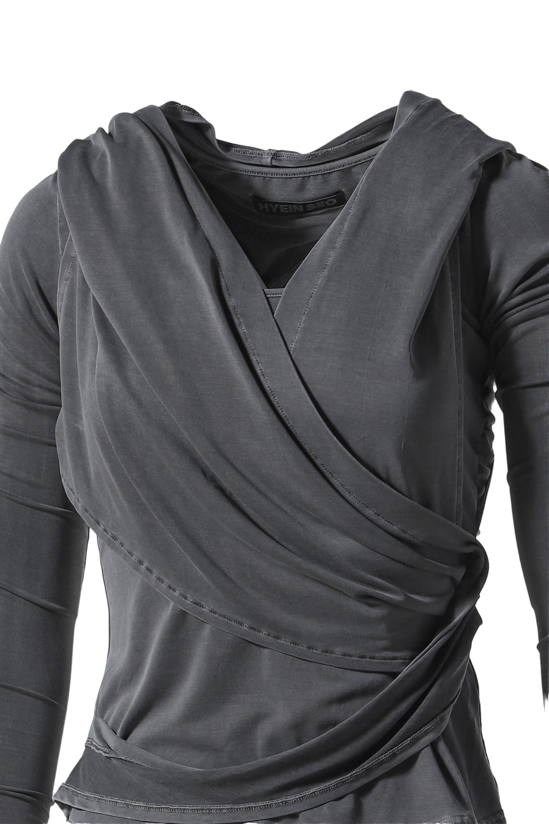 HOODED JERSEY TOP / CHARCOAL