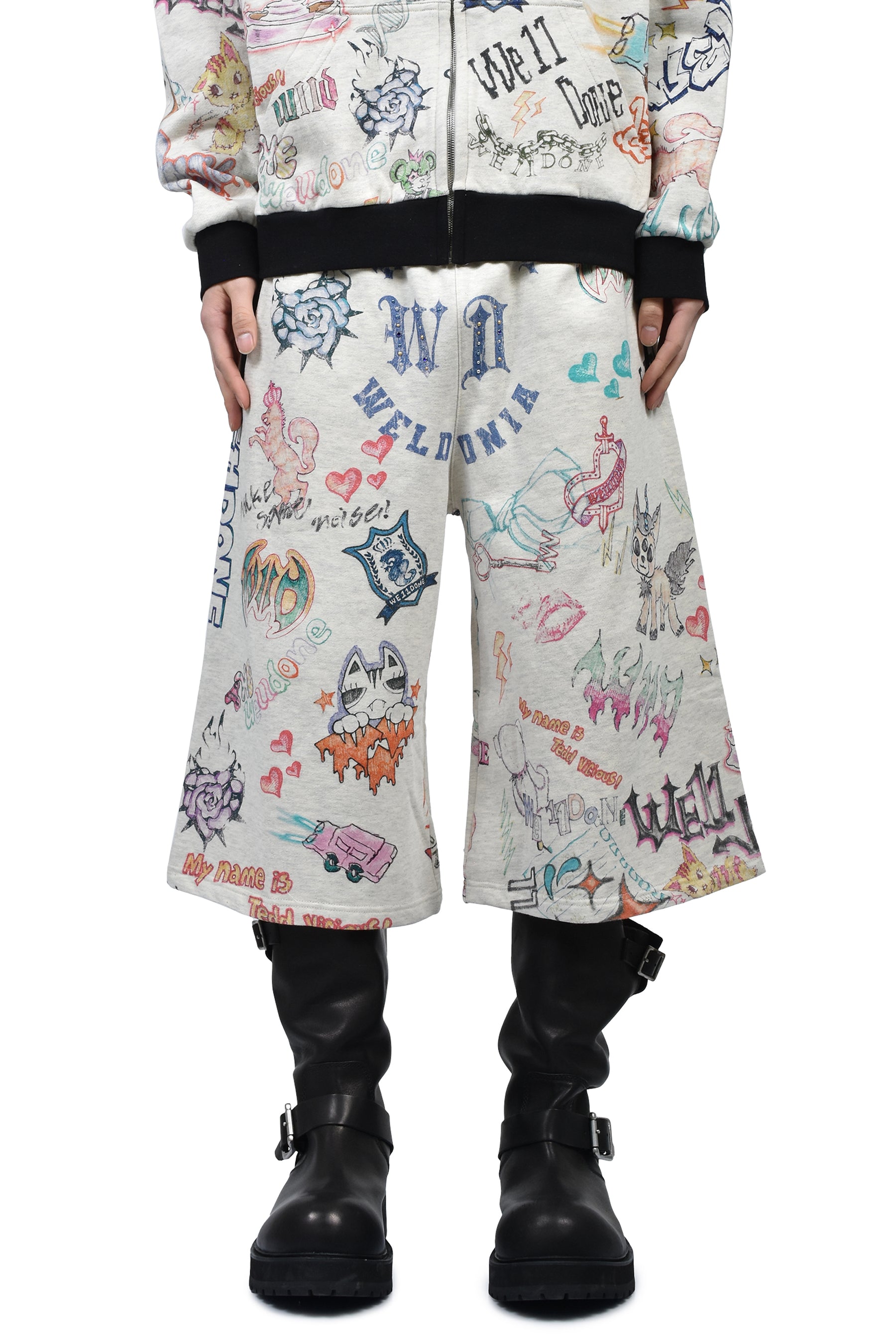 DOODLE PRINTED SHORTS / M/GREY