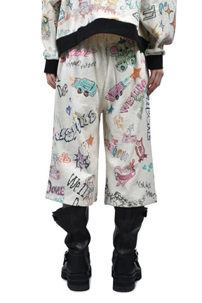 DOODLE PRINTED SHORTS / M/GREY