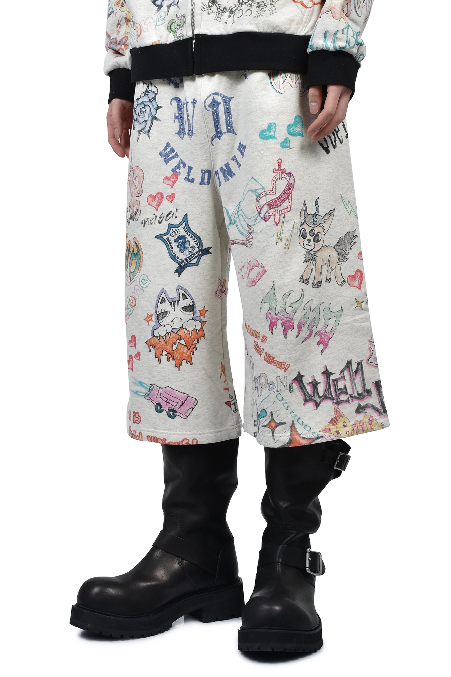 DOODLE PRINTED SHORTS / M/GREY