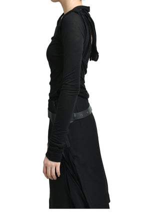 TIED LONG SLEEVE TOP / BLACK 