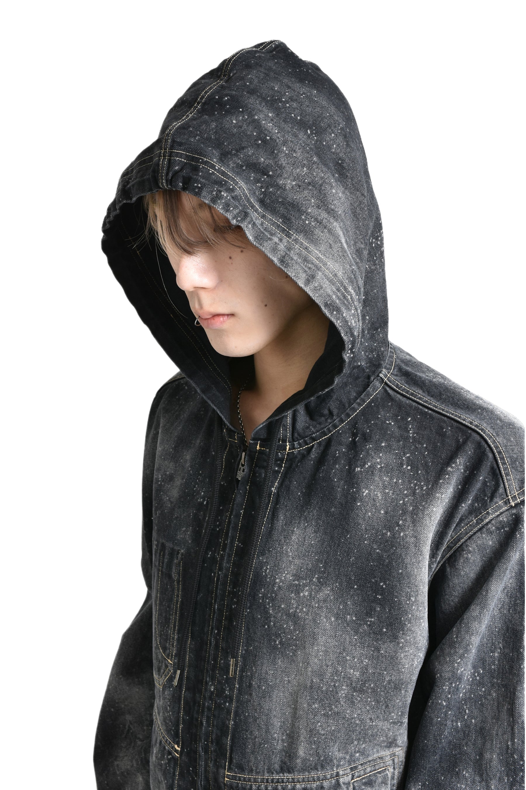 GALAXY DENIM HOODED JACKET / BLK