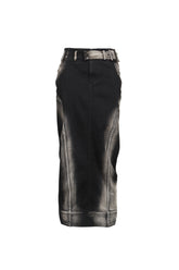 LOW-RISE DENIM PENCIL SKIRT / BLK