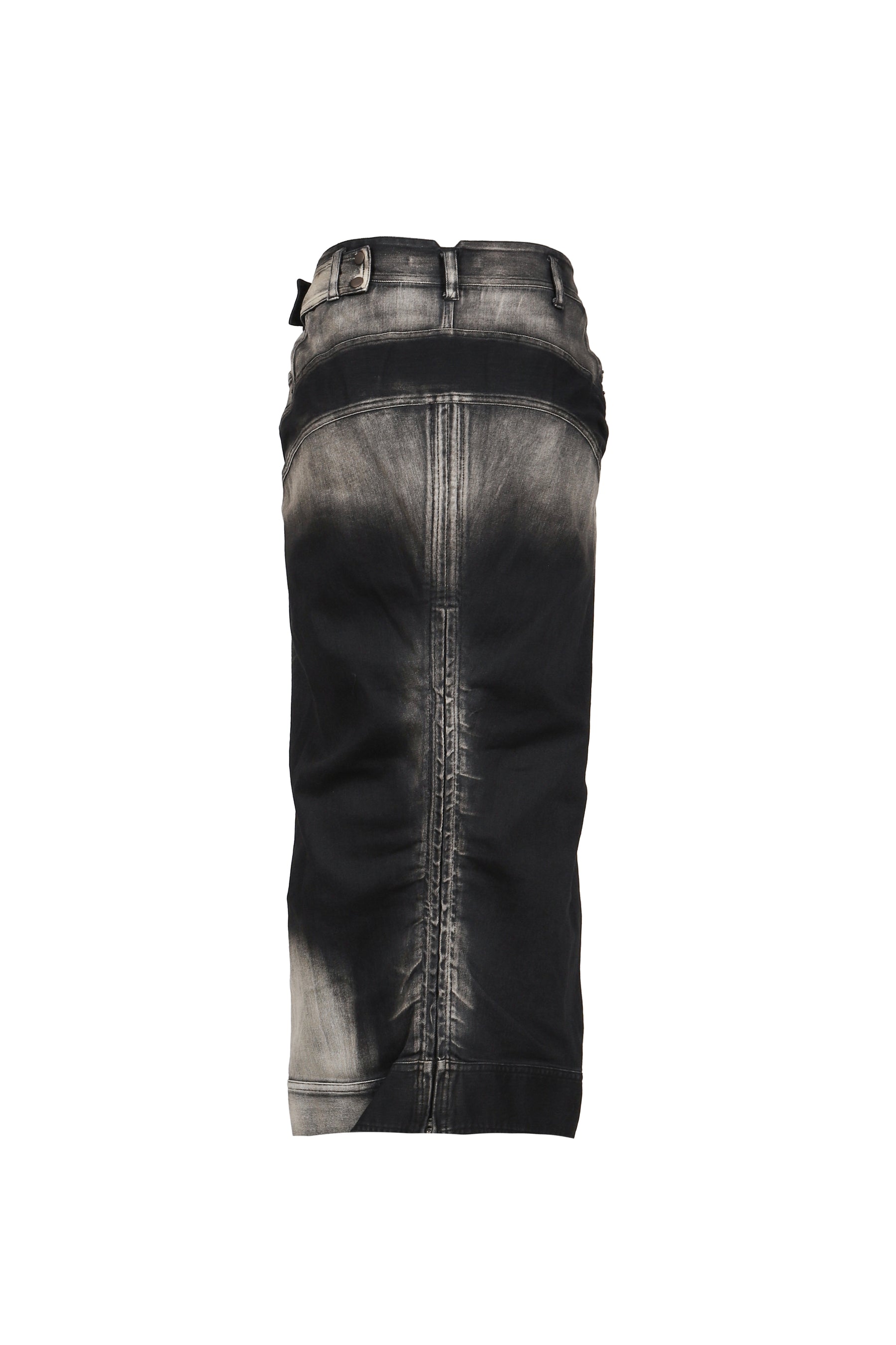 LOW-RISE DENIM PENCIL SKIRT / BLK