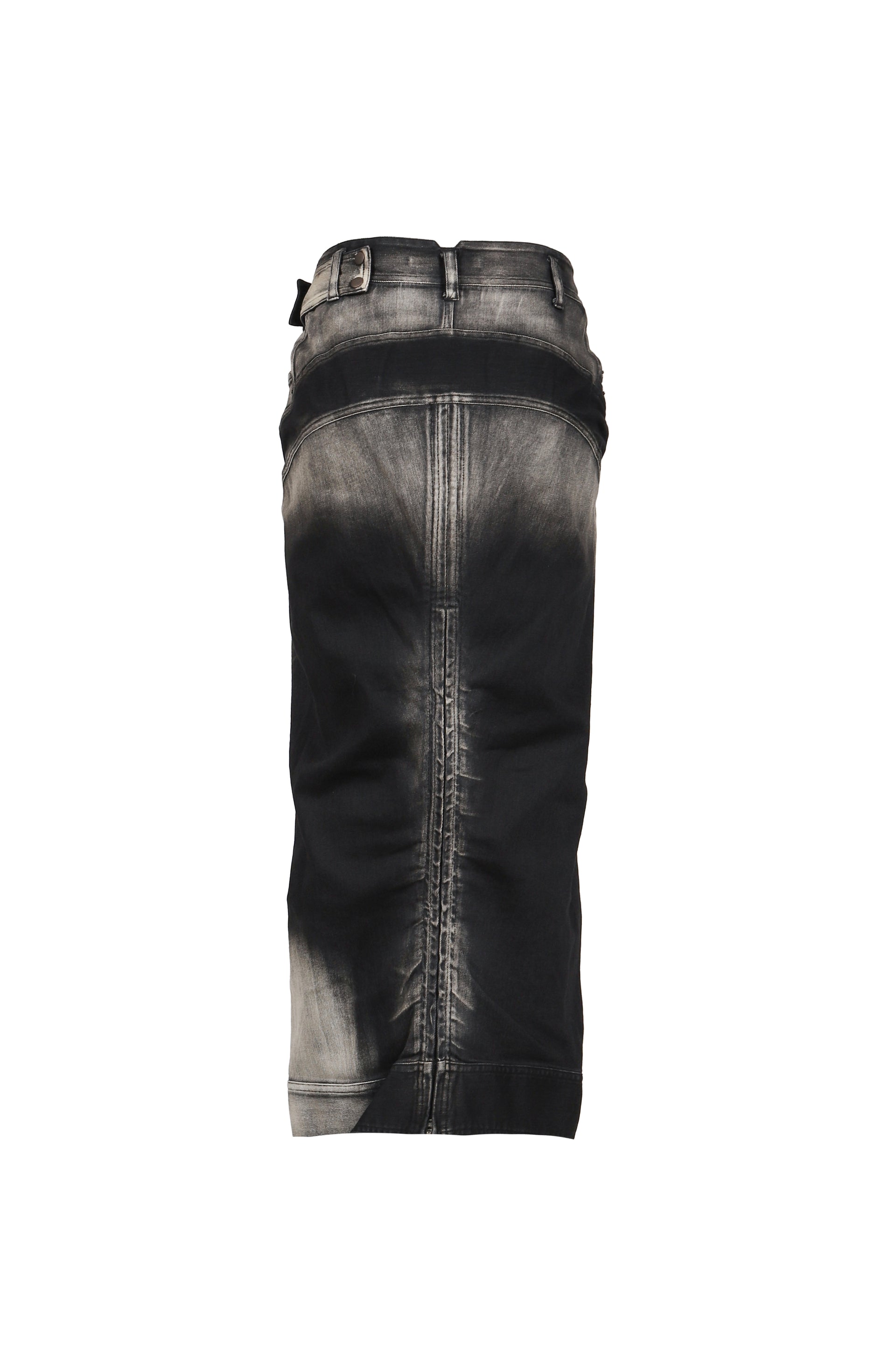 LOW-RISE DENIM PENCIL SKIRT / BLK