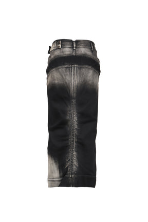 LOW-RISE DENIM PENCIL SKIRT / BLK