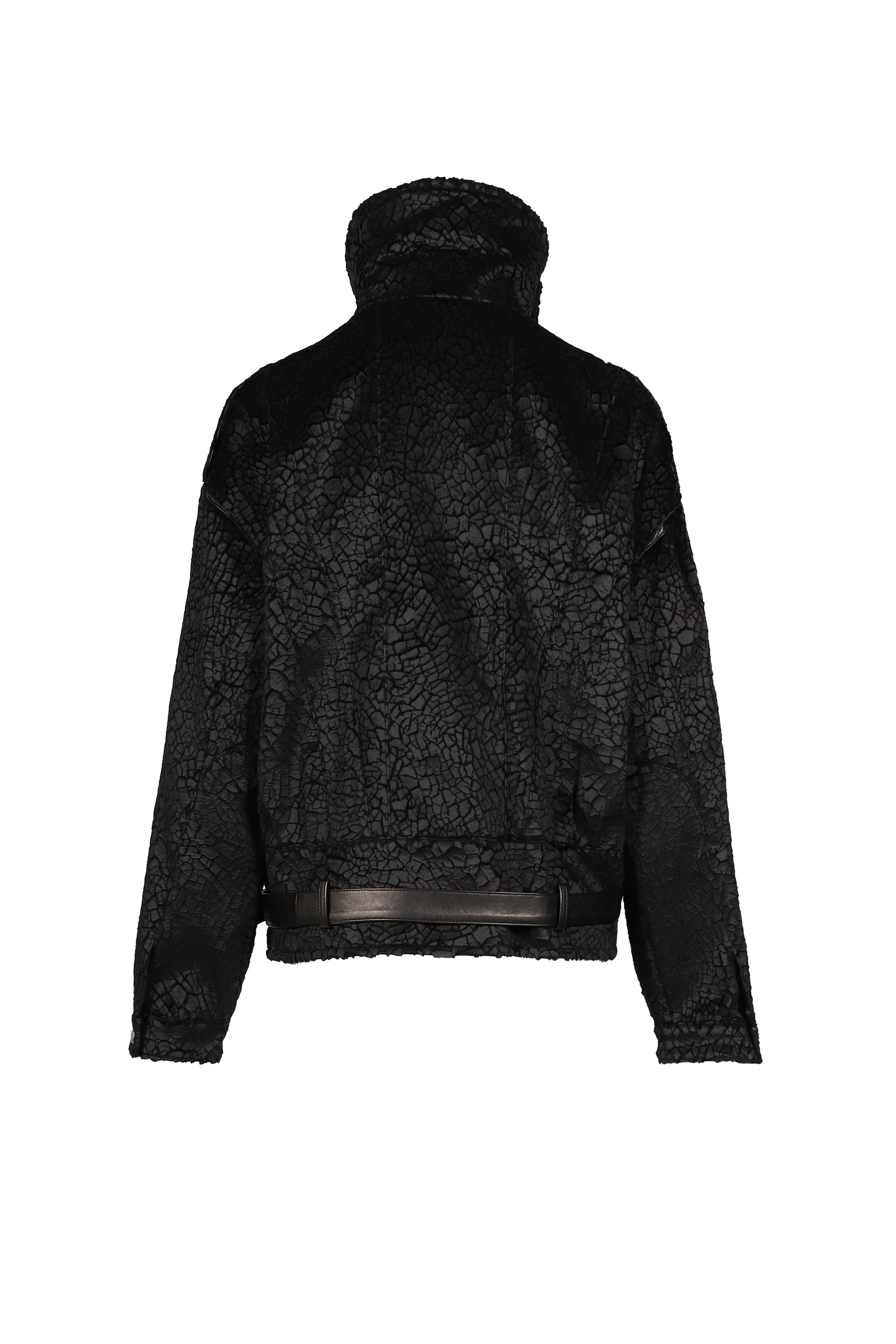 BOYFRIEND MOTO JACKET WITH FUNNEL NECK / BLK