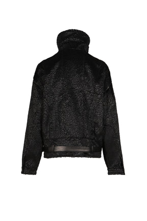 BOYFRIEND MOTO JACKET WITH FUNNEL NECK / BLK