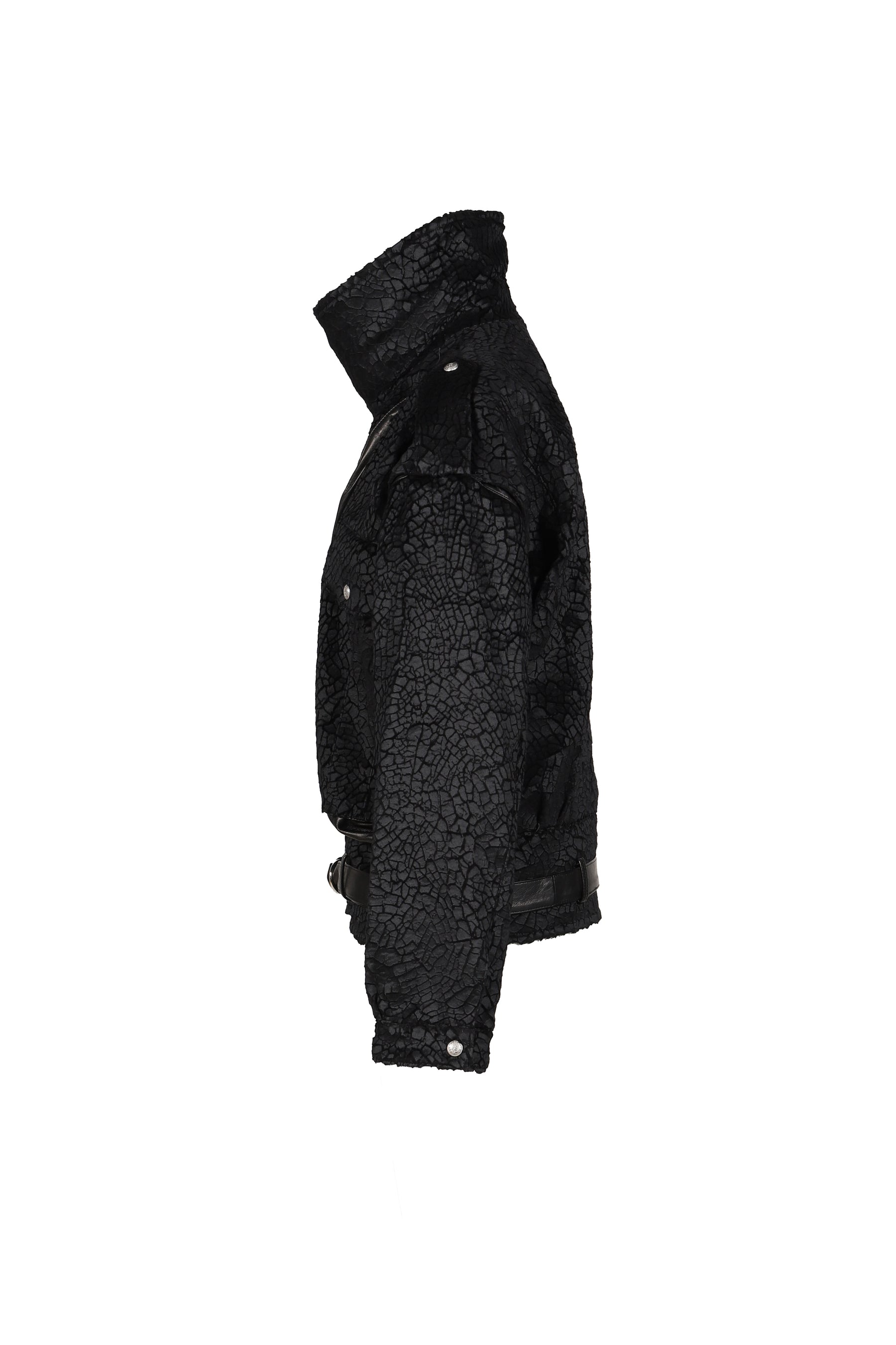 BOYFRIEND MOTO JACKET WITH FUNNEL NECK / BLK