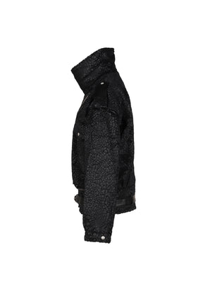 BOYFRIEND MOTO JACKET WITH FUNNEL NECK / BLK