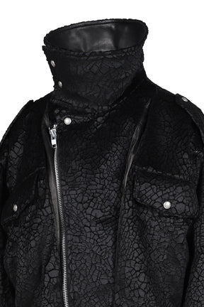 BOYFRIEND MOTO JACKET WITH FUNNEL NECK / BLK