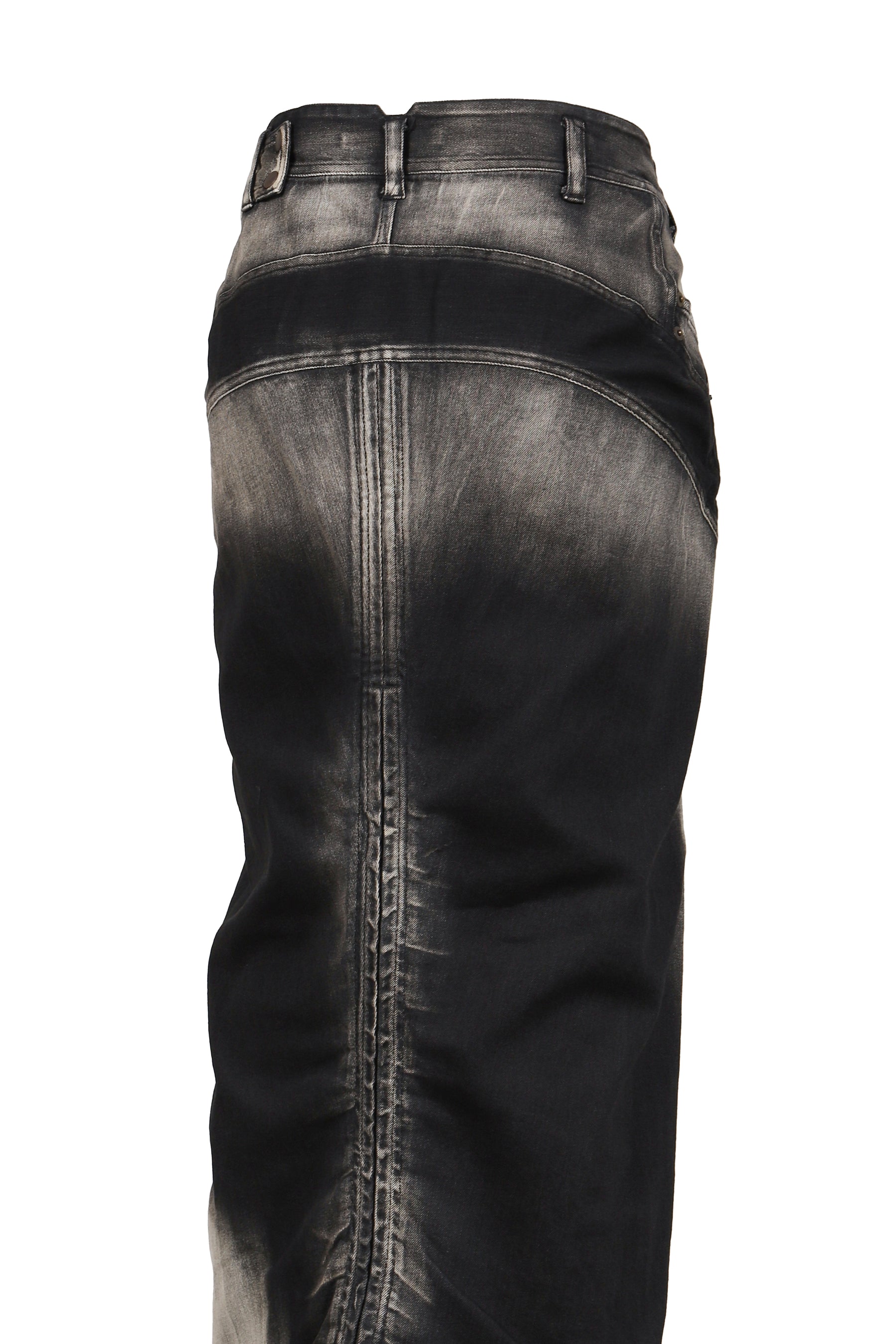 LOW-RISE DENIM PENCIL SKIRT / BLK