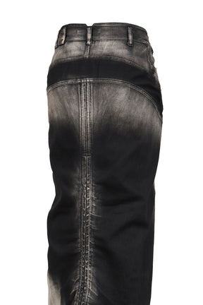 LOW-RISE DENIM PENCIL SKIRT / BLK