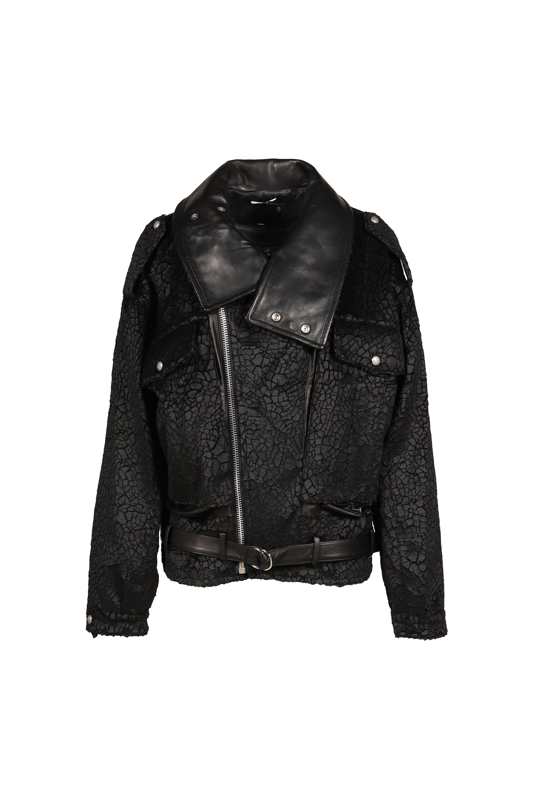 BOYFRIEND MOTO JACKET WITH FUNNEL NECK / BLK