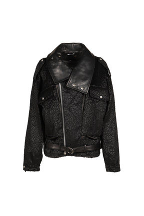 BOYFRIEND MOTO JACKET WITH FUNNEL NECK / BLK