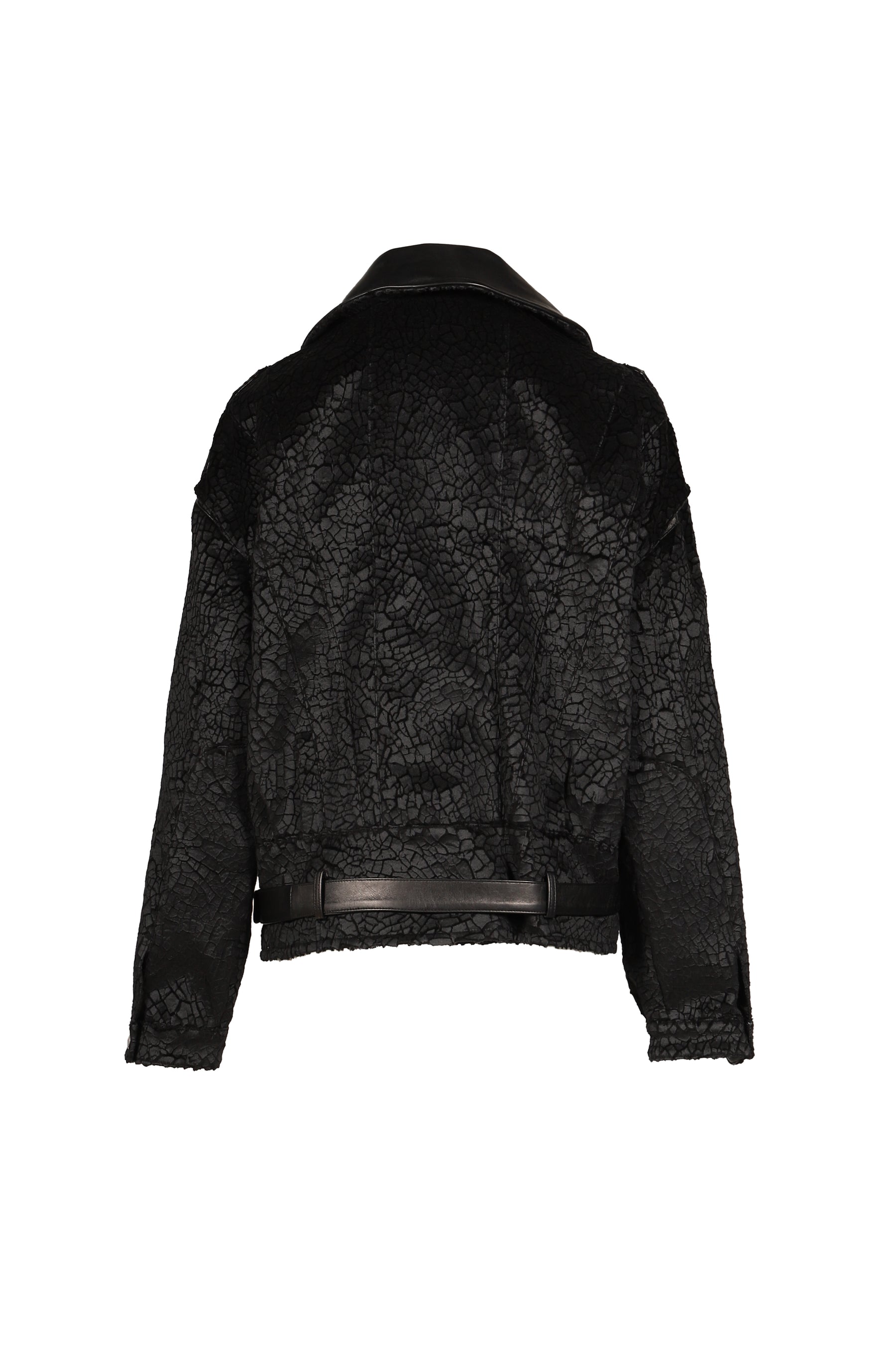 BOYFRIEND MOTO JACKET WITH FUNNEL NECK / BLK