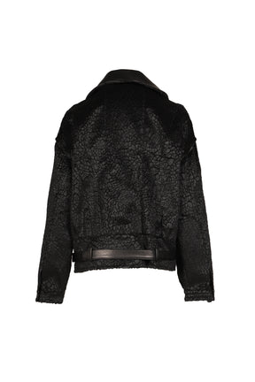 BOYFRIEND MOTO JACKET WITH FUNNEL NECK / BLK