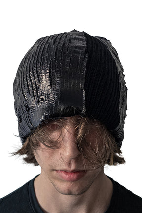 EXCAVATED BEANIE HAT / OIL BLK 