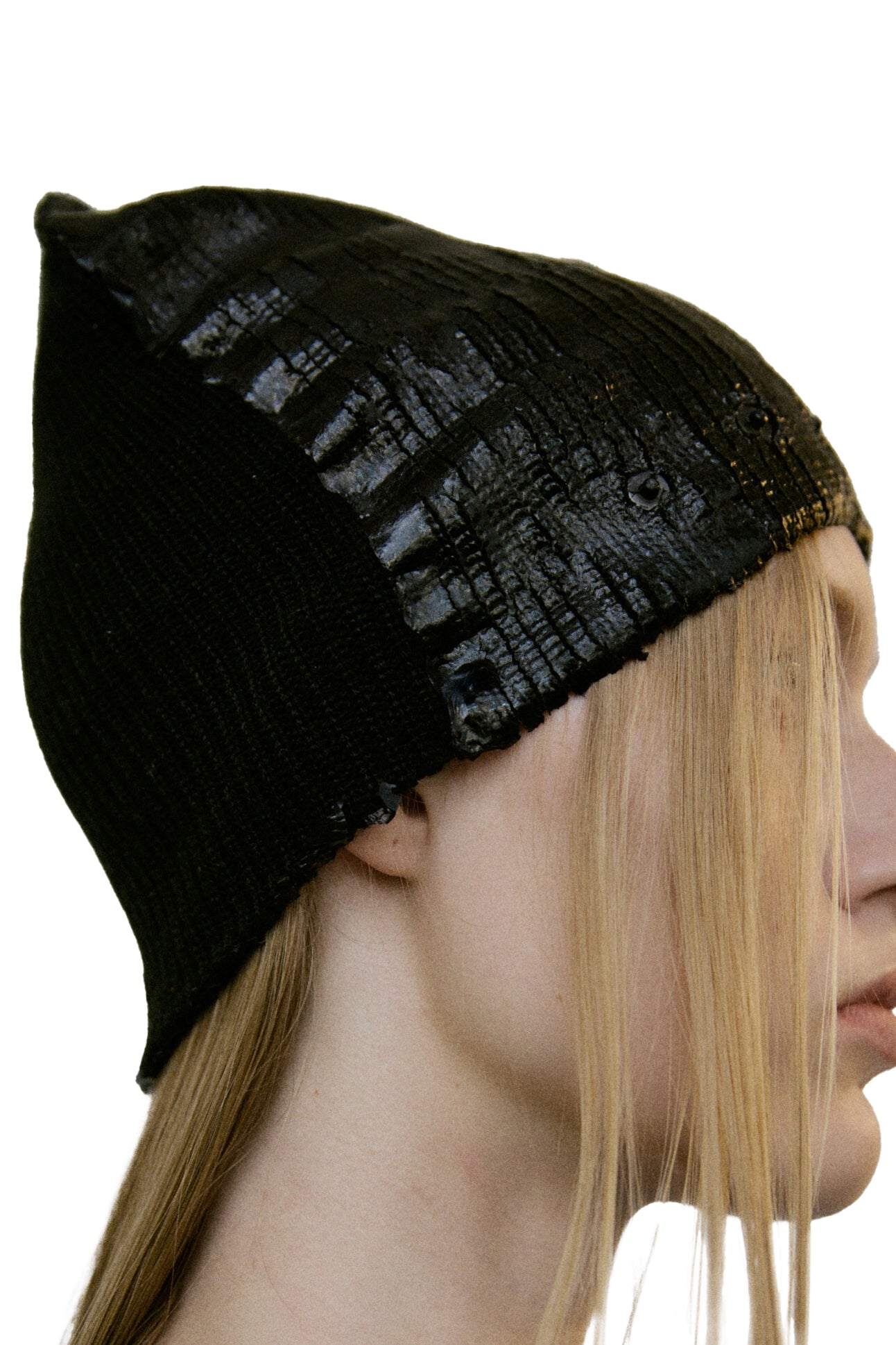 EXCAVATED BEANIE HAT / OIL BLK 