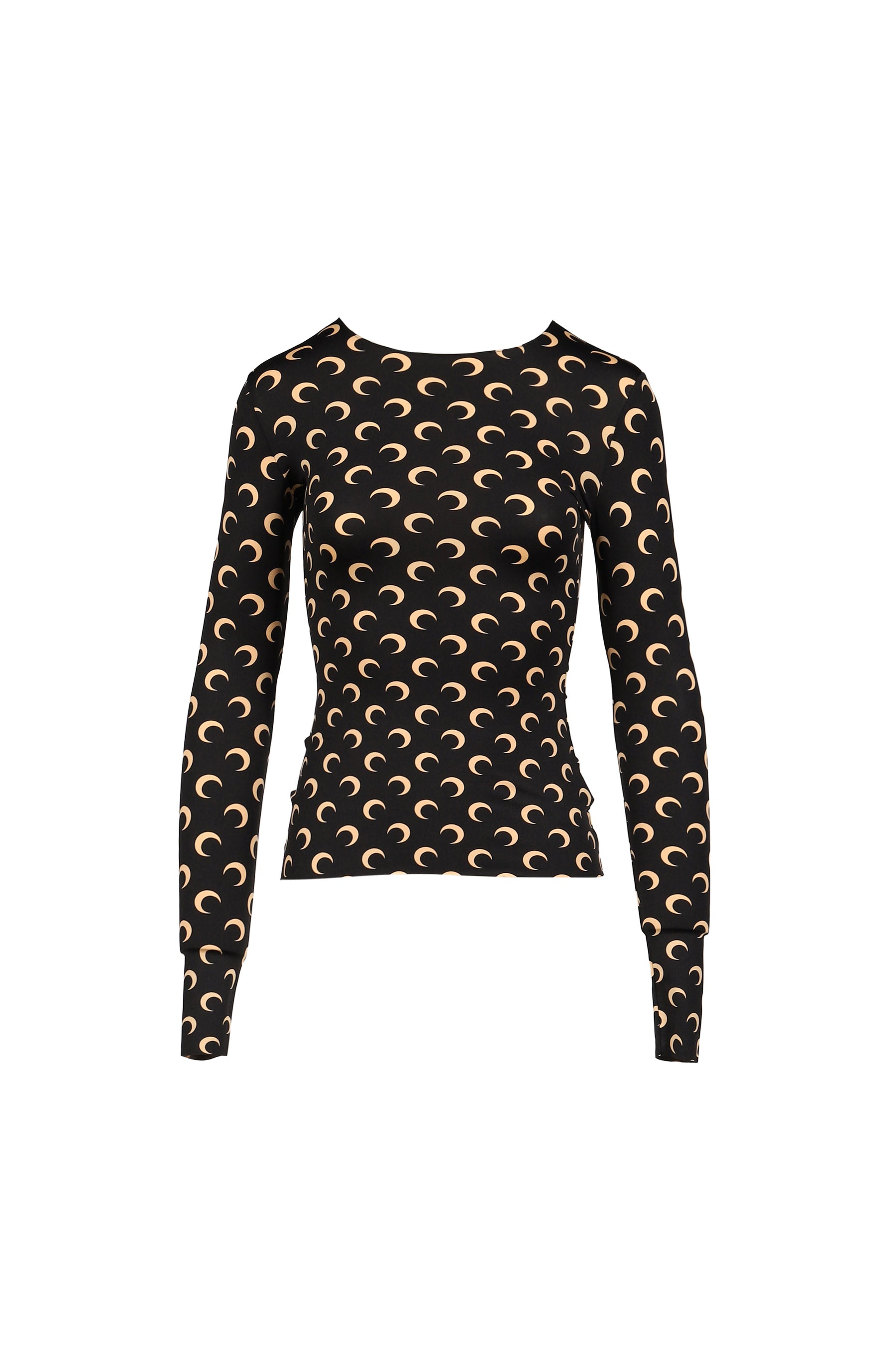 MOON PRINTED JERSEY LS CREWNECK TOP / INVERSE TAN