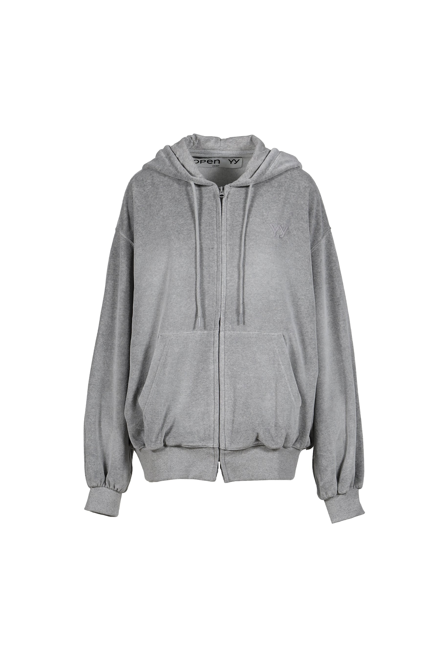 VELOUR BOX HOODIE / GRY
