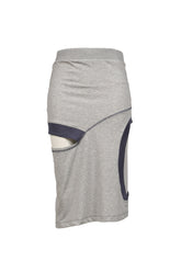 COLOR BLOCK PANEL CUTOUT SKIRT / GRY