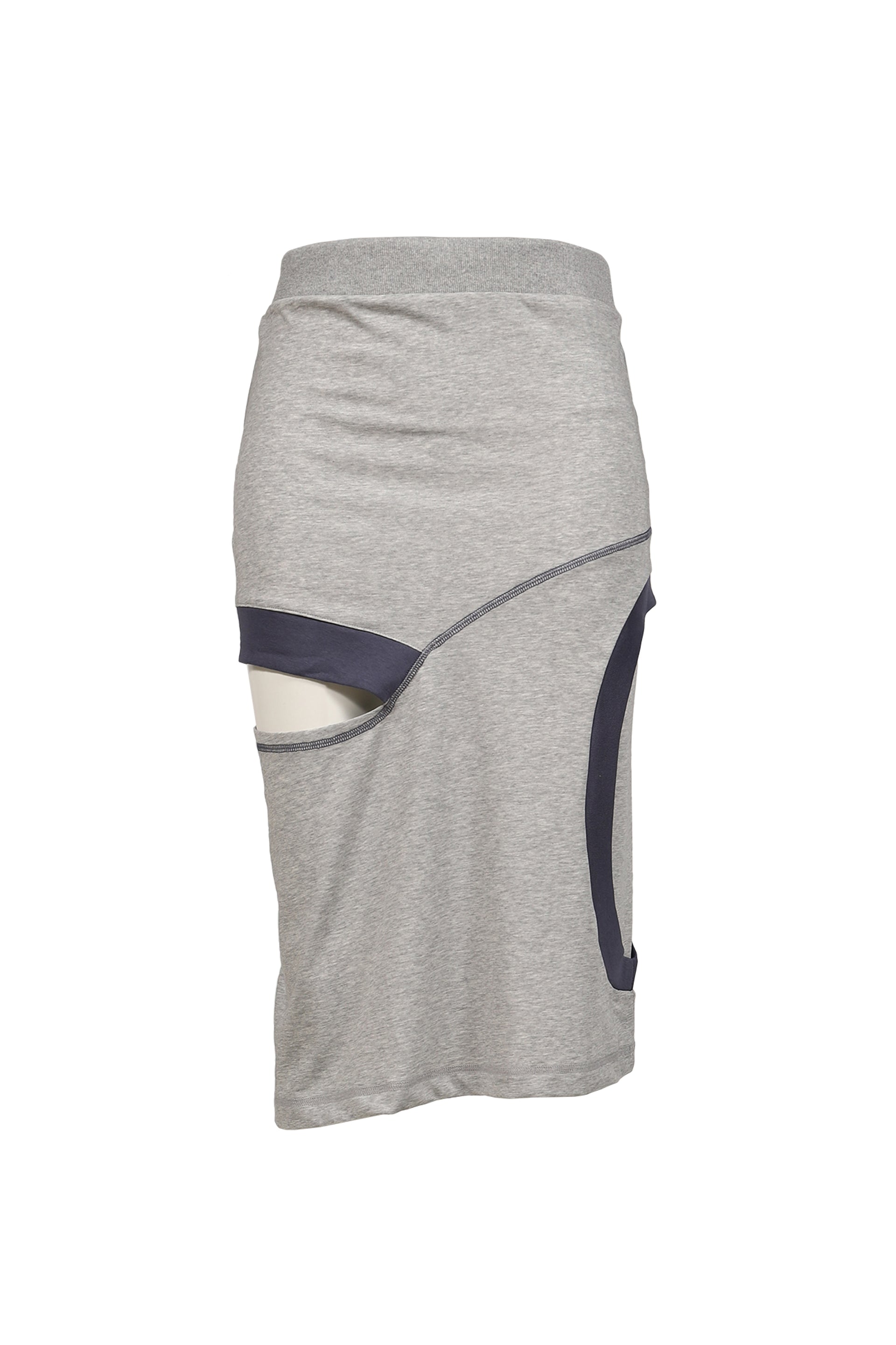 COLOR BLOCK PANEL CUTOUT SKIRT / GRY