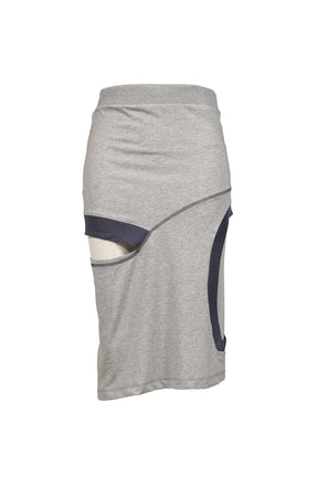 COLOR BLOCK PANEL CUTOUT SKIRT / GRY