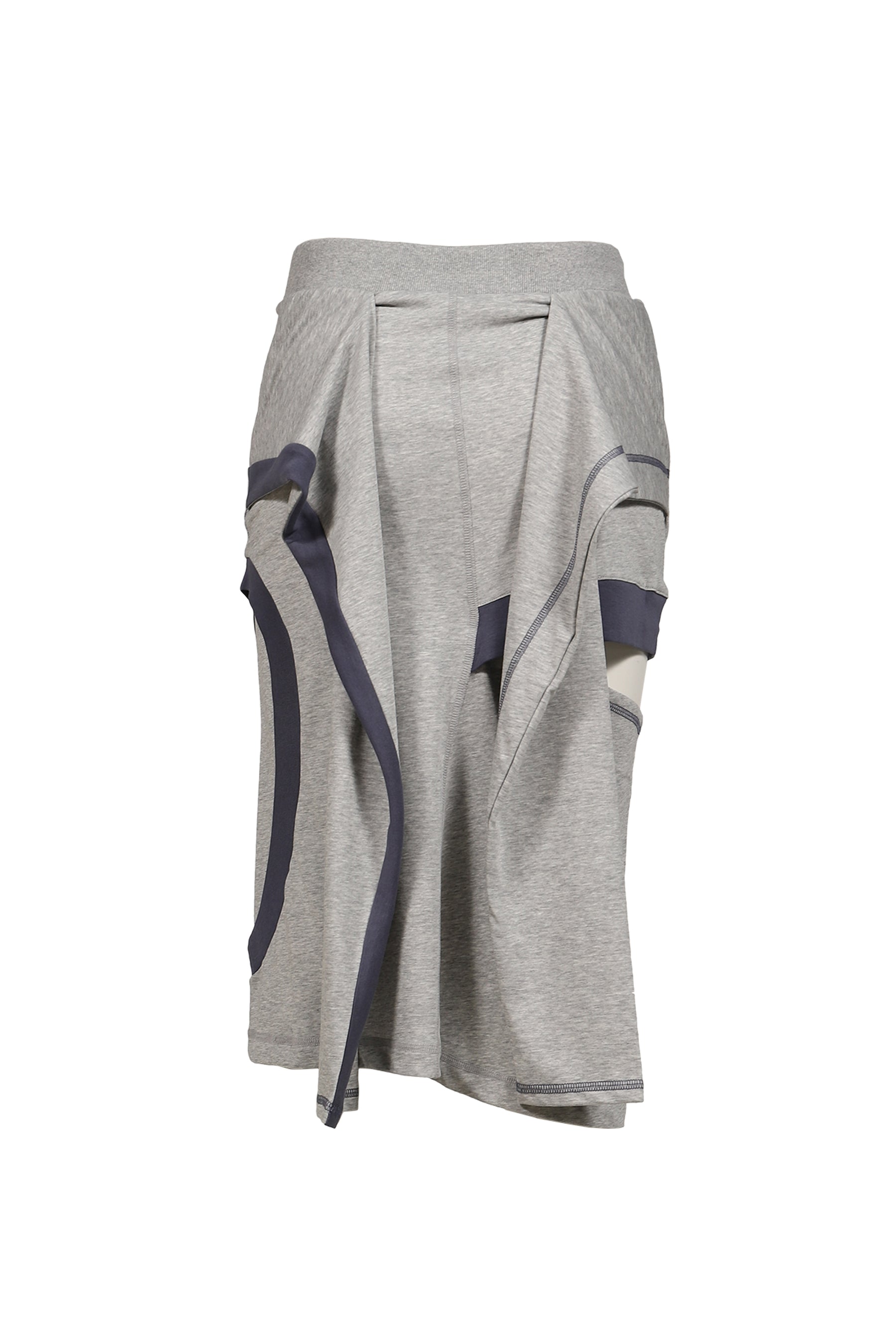 COLOR BLOCK PANEL CUTOUT SKIRT / GRY