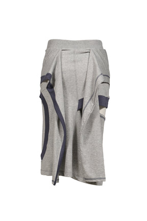 COLOR BLOCK PANEL CUTOUT SKIRT / GRY