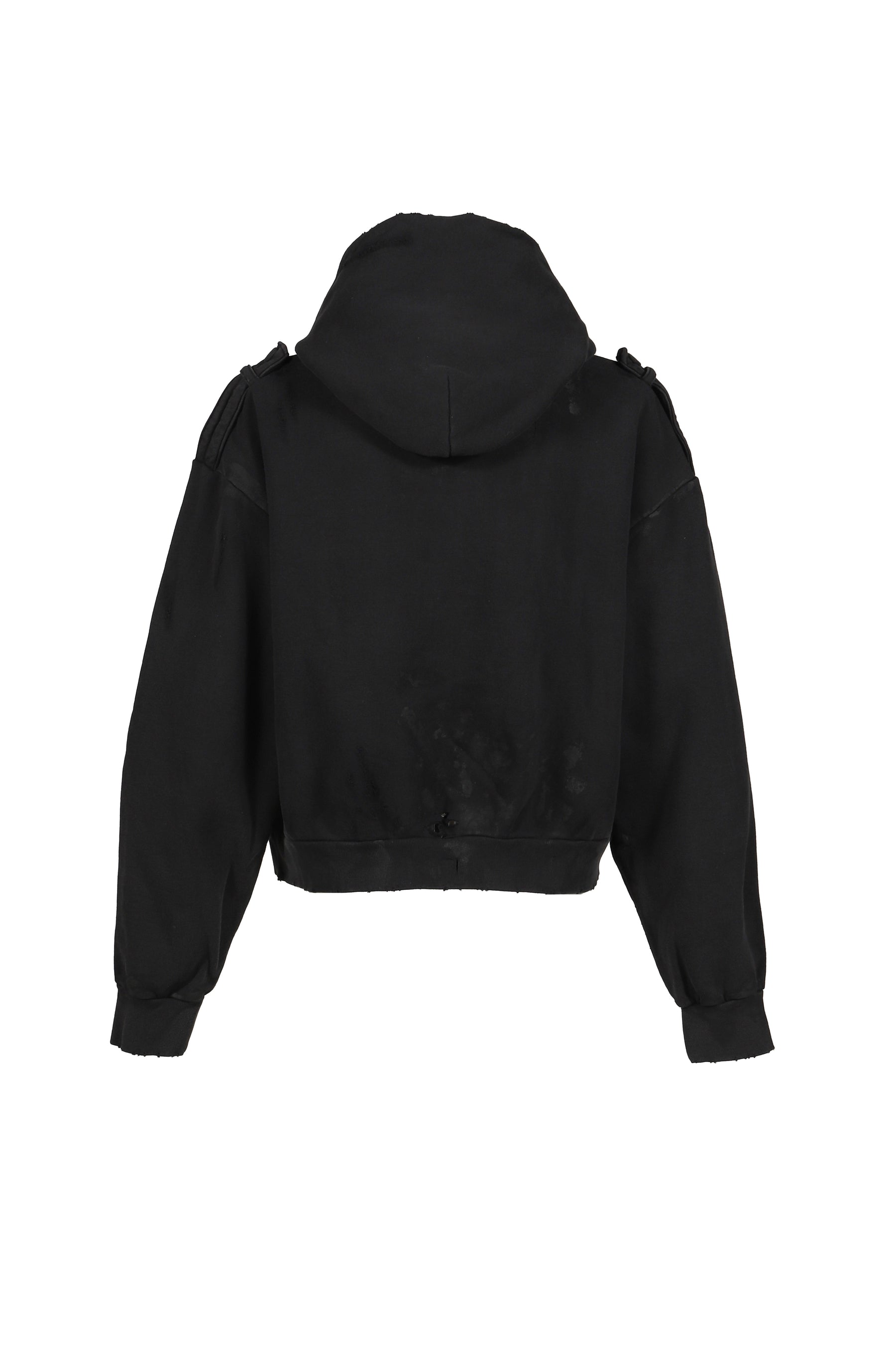 ARMY DISTRESSED HOODIE ZIP / BLK