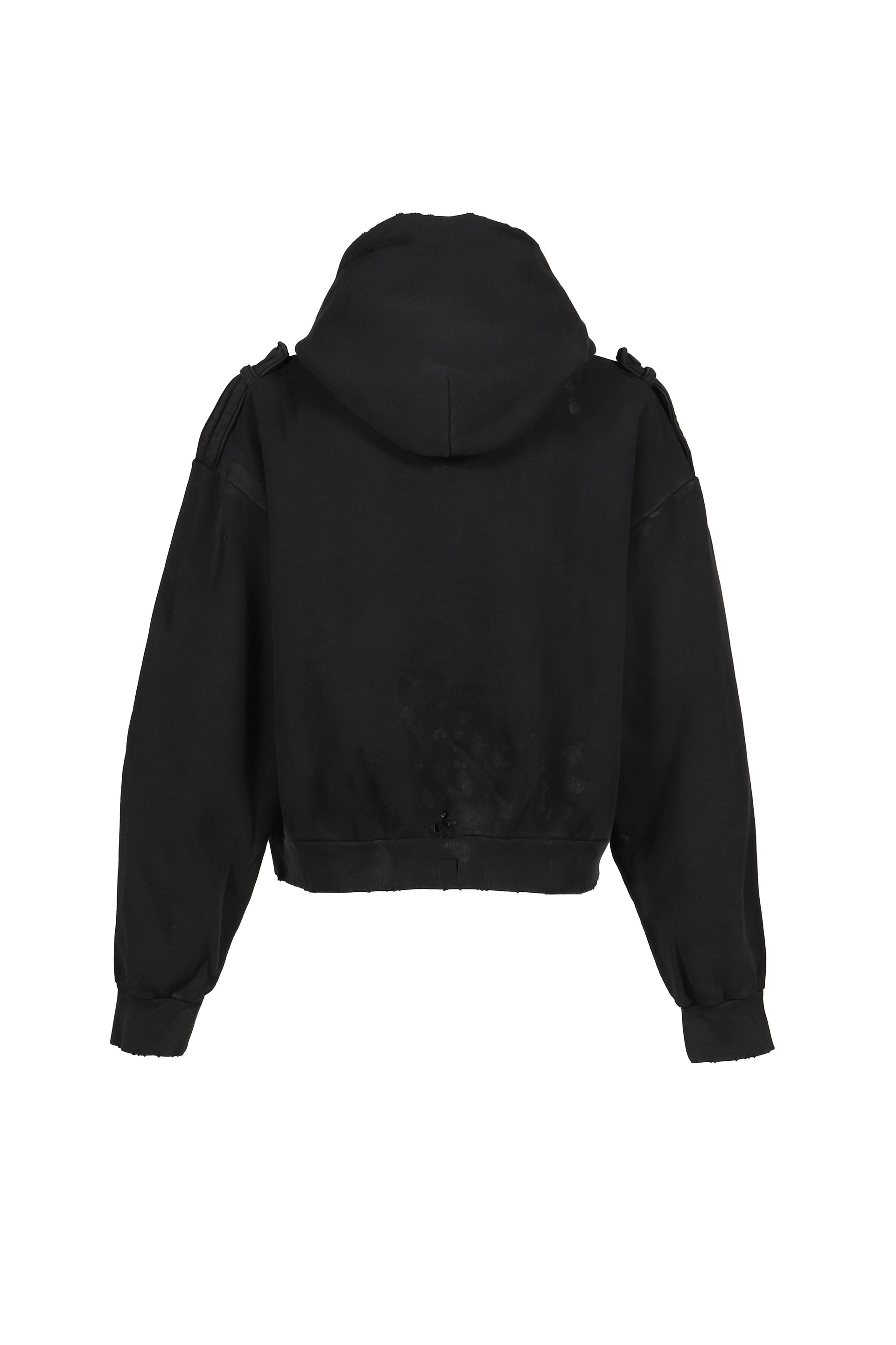 ARMY DISTRESSED HOODIE ZIP / BLK