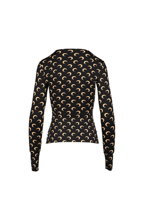 MOON PRINTED JERSEY LS CREWNECK TOP / INVERSE TAN