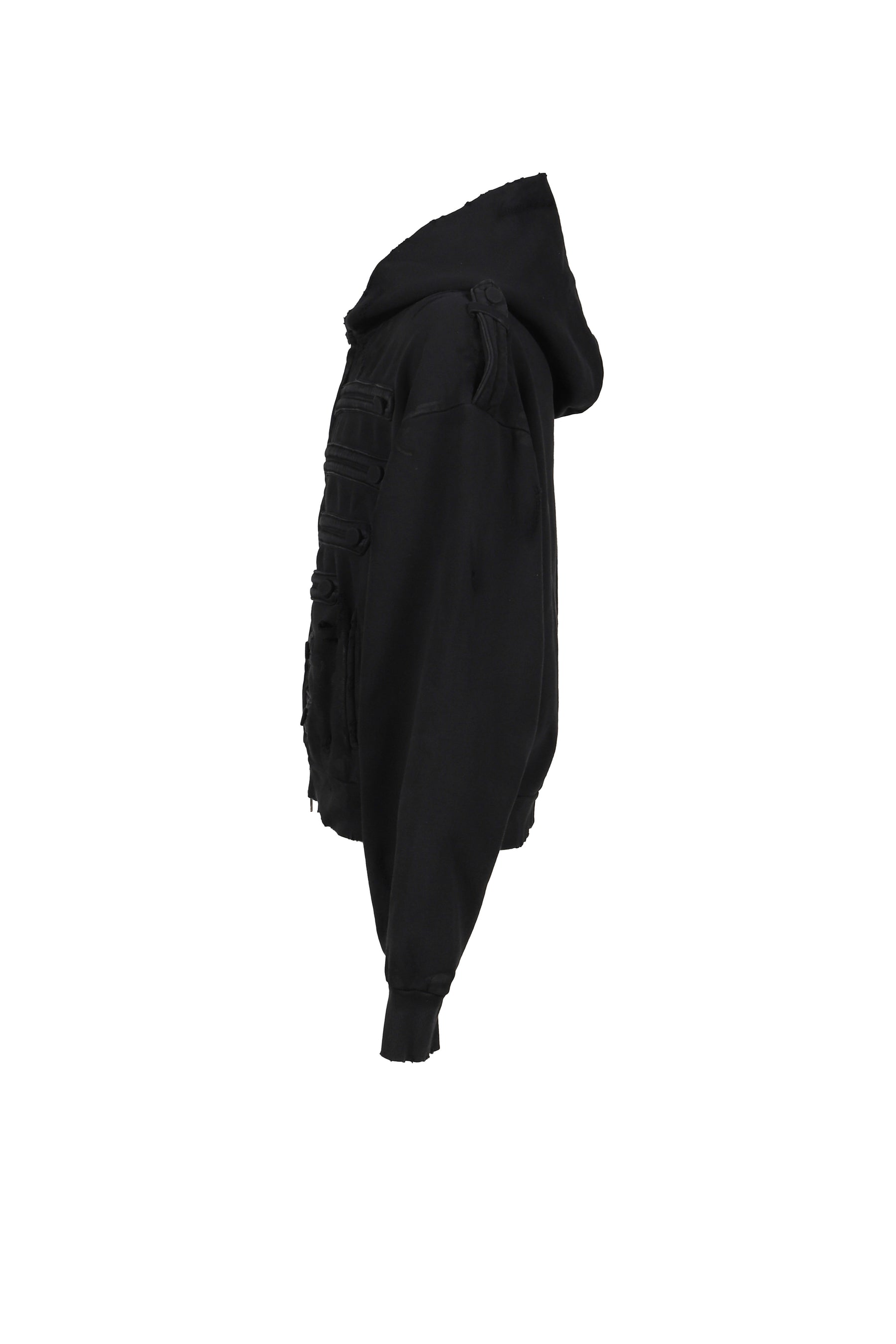 ARMY DISTRESSED HOODIE ZIP / BLK