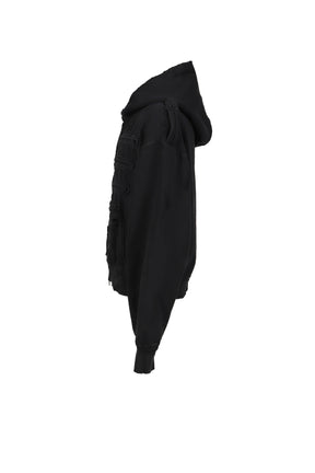 ARMY DISTRESSED HOODIE ZIP / BLK