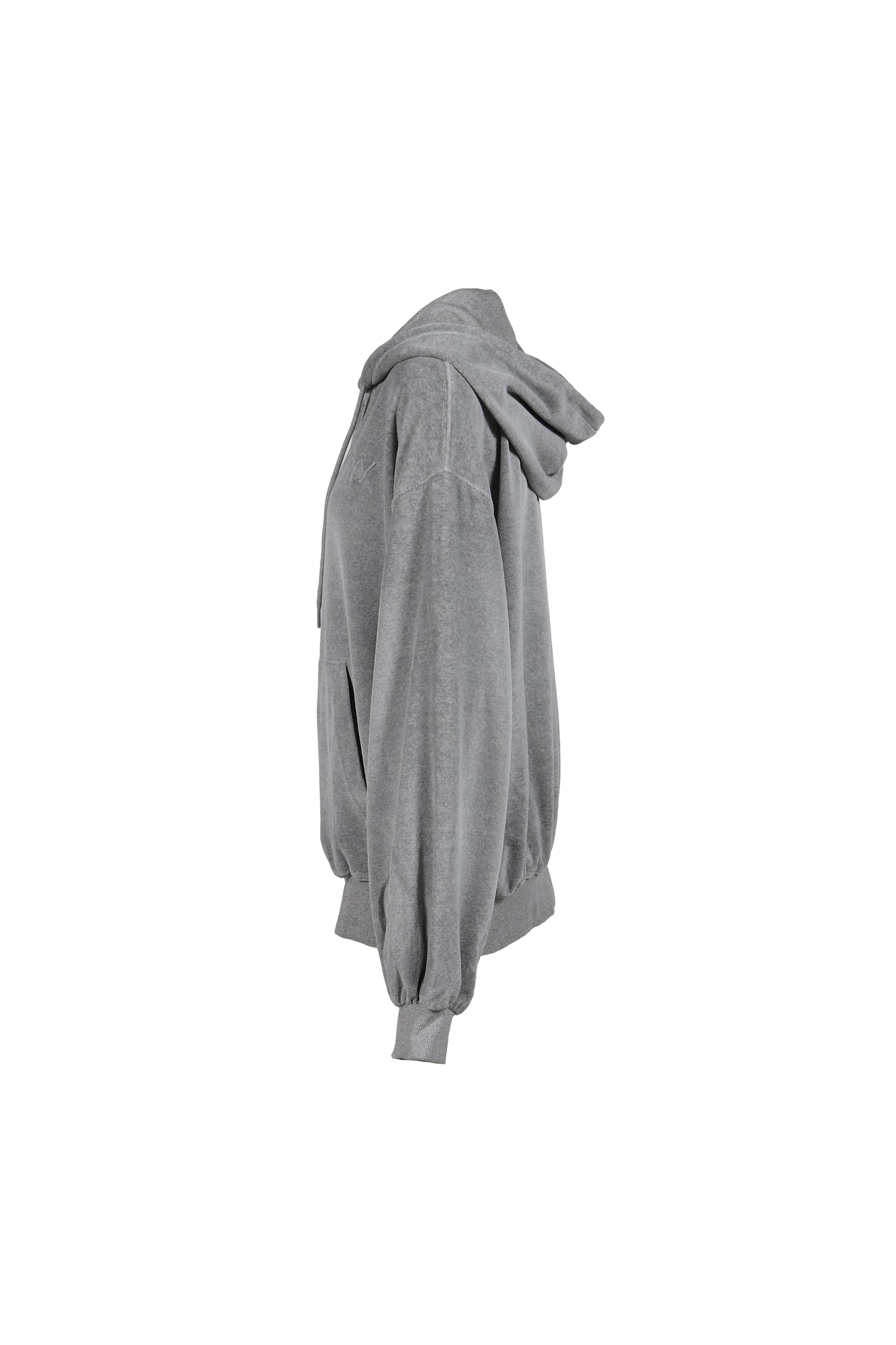 VELOUR BOX HOODIE / GRY