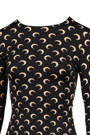 MOON PRINTED JERSEY LS CREWNECK TOP / INVERSE TAN