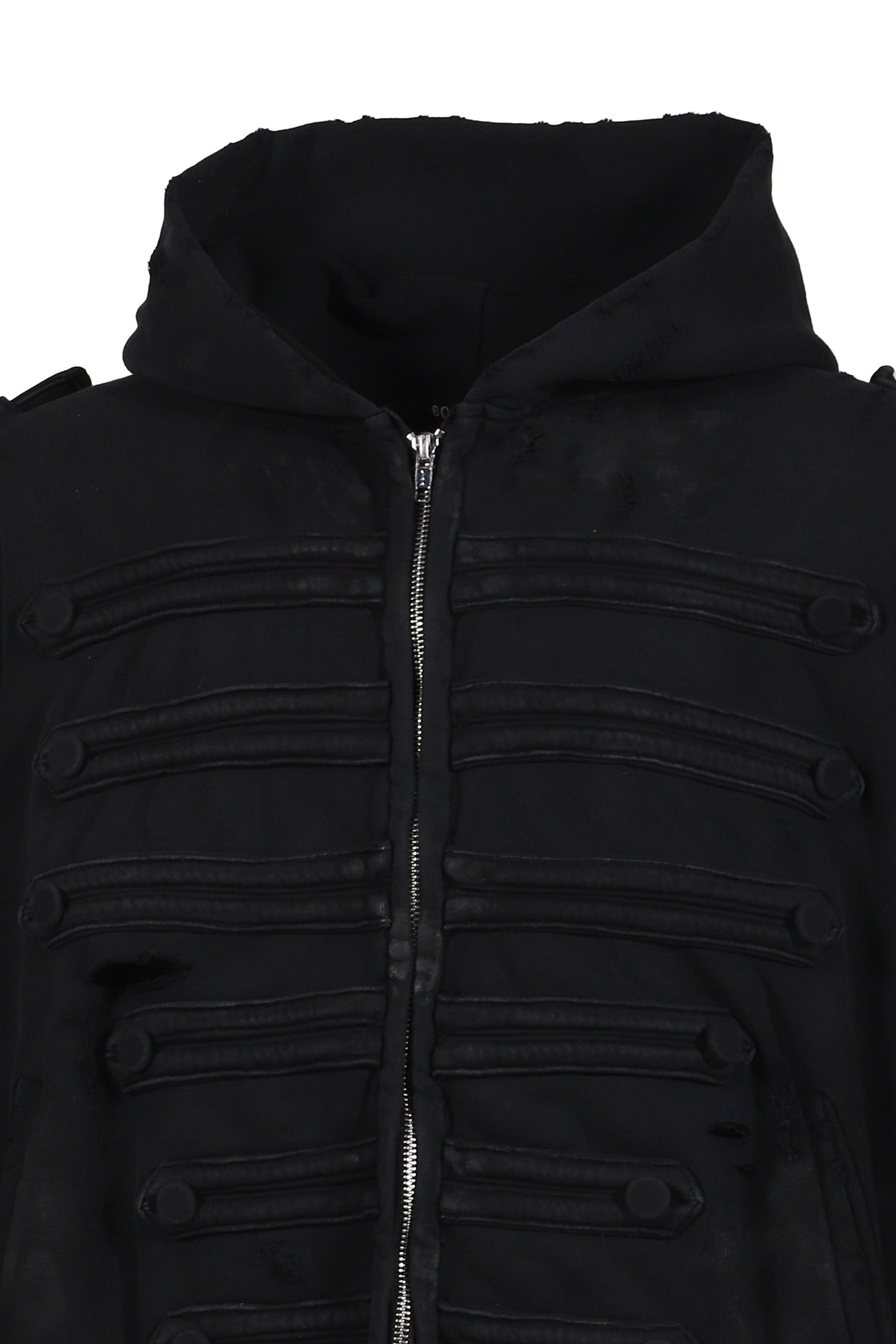 ARMY DISTRESSED HOODIE ZIP / BLK
