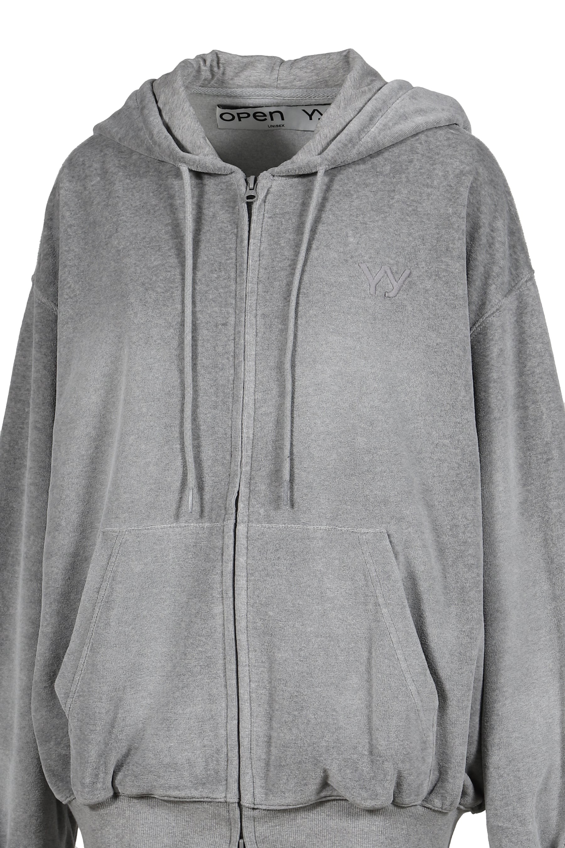 VELOUR BOX HOODIE / GRY