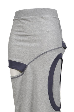 COLOR BLOCK PANEL CUTOUT SKIRT / GRY