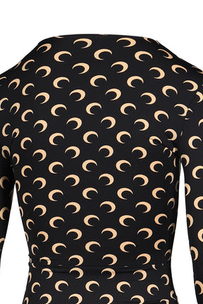 MOON PRINTED JERSEY LS CREWNECK TOP / INVERSE TAN