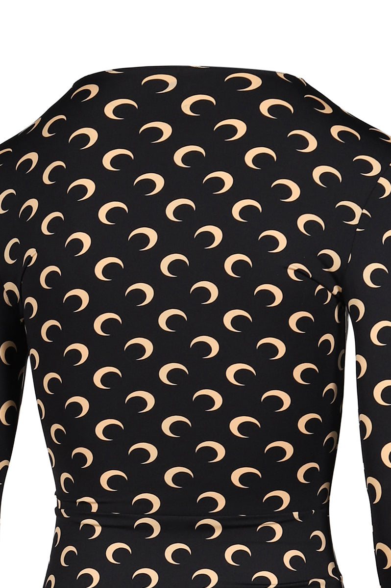 MOON PRINTED JERSEY LS CREWNECK TOP / INVERSE TAN