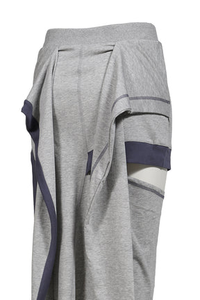 COLOR BLOCK PANEL CUTOUT SKIRT / GRY