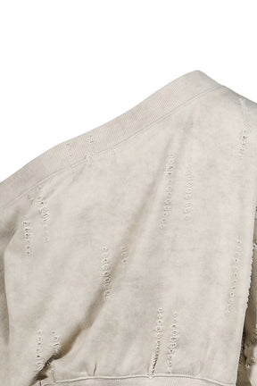 DISTRESSED OFF-SHOULDER SWEATSHIRT / BEI