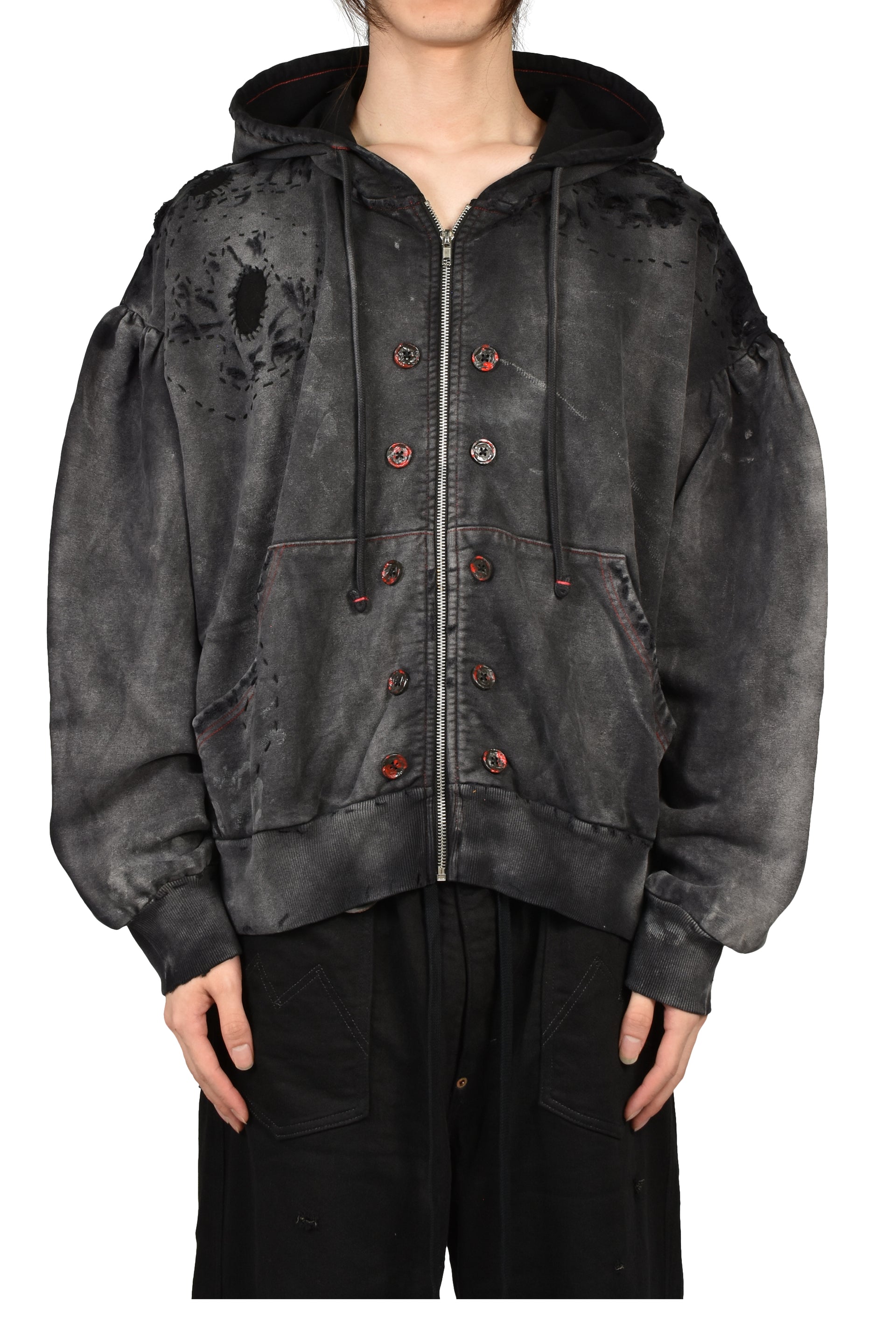 DESTROYED BLOSON HOODIE (EXCLUSIVE) / BLK