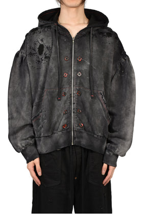DESTROYED BLOSON HOODIE (EXCLUSIVE) / BLK