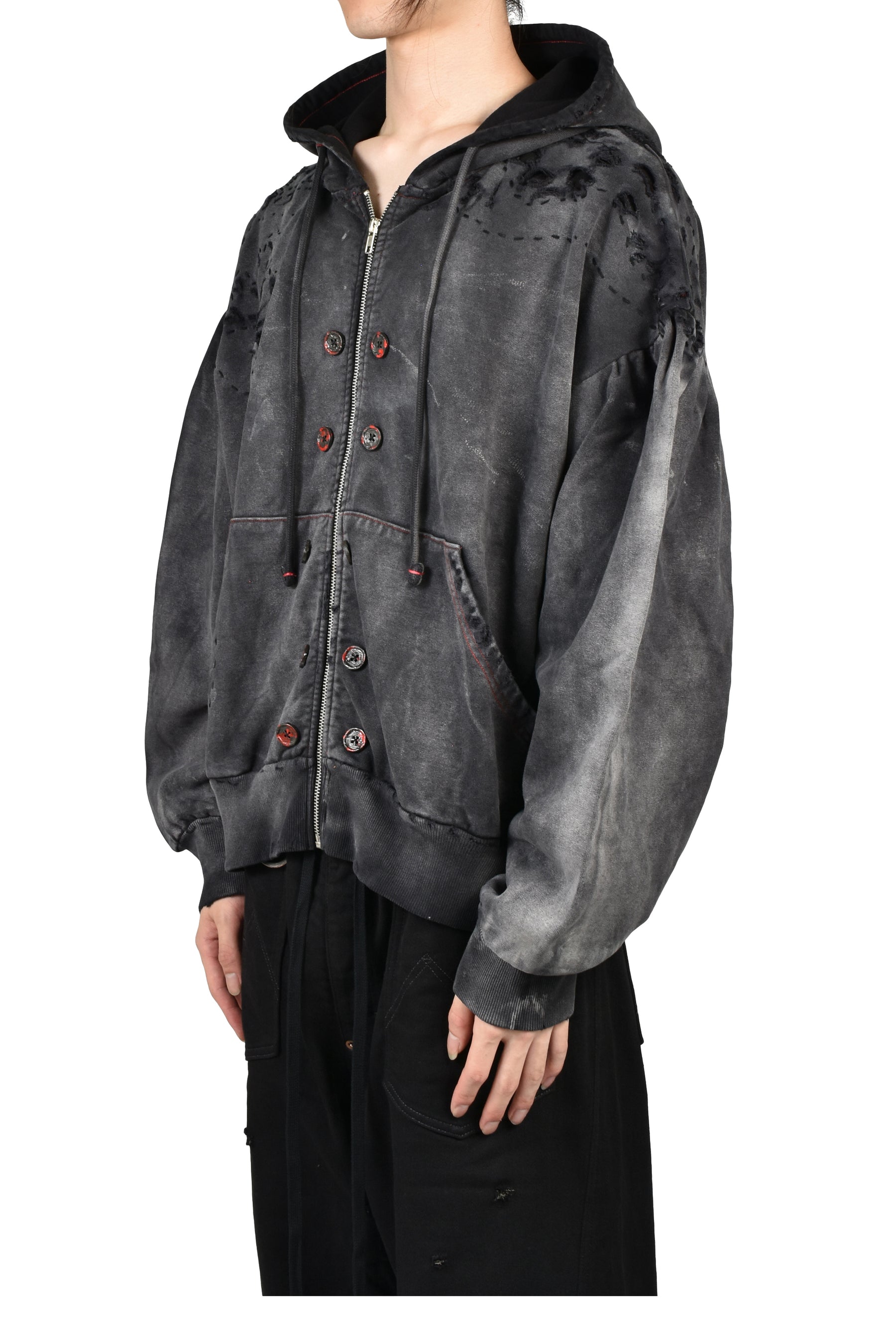 DESTROYED BLOSON HOODIE (EXCLUSIVE) / BLK