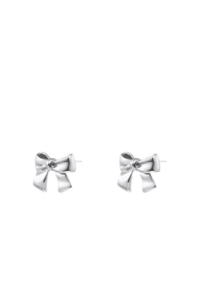 RIBBON STUD EARRINGS / SIL