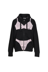 TROMPE L'OEIL ZIP HOODIE KNIT / BLK